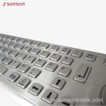 Keyboard stainless steel IP65 kanthi trackball kanggo terminal layanan diri